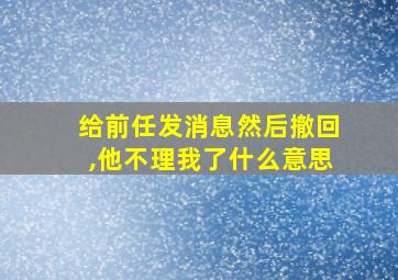 给前任发消息然后撤回,他不理我了什么意思