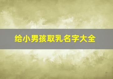 给小男孩取乳名字大全