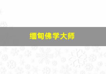 缅甸佛学大师