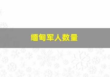 缅甸军人数量