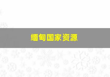 缅甸国家资源