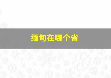 缅甸在哪个省