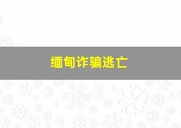 缅甸诈骗逃亡