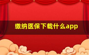 缴纳医保下载什么app