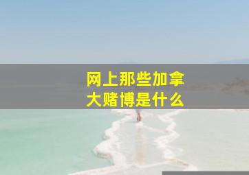 网上那些加拿大赌博是什么