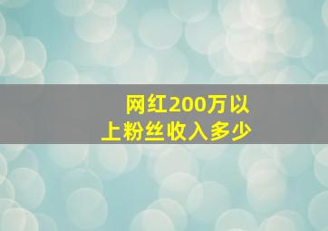 网红200万以上粉丝收入多少