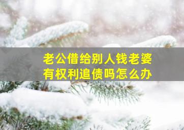 老公借给别人钱老婆有权利追债吗怎么办