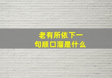 老有所依下一句顺口溜是什么