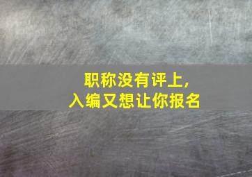 职称没有评上,入编又想让你报名