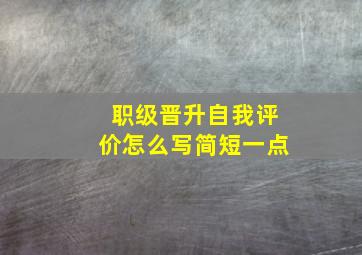 职级晋升自我评价怎么写简短一点