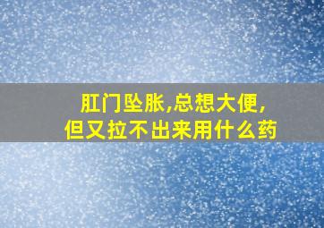 肛门坠胀,总想大便,但又拉不出来用什么药