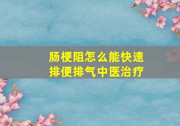 肠梗阻怎么能快速排便排气中医治疗