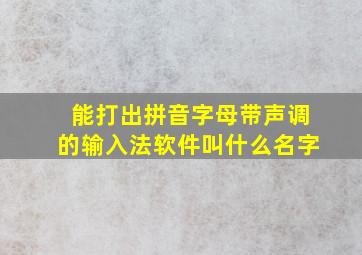 能打出拼音字母带声调的输入法软件叫什么名字