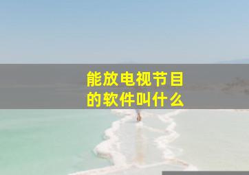 能放电视节目的软件叫什么