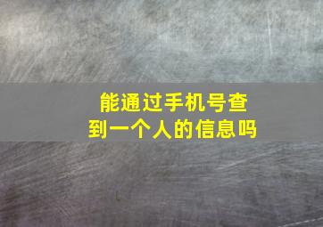 能通过手机号查到一个人的信息吗