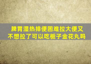 脾胃湿热排便困难拉大便又不想拉了可以吃栀子金花丸吗