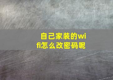 自己家装的wifi怎么改密码呢