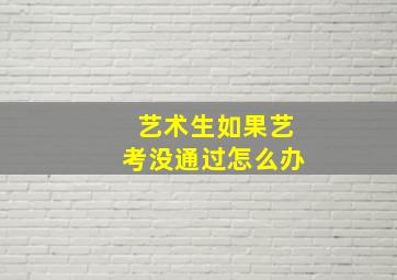 艺术生如果艺考没通过怎么办