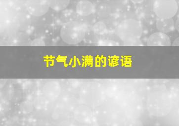 节气小满的谚语