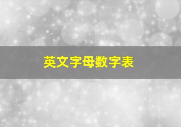 英文字母数字表