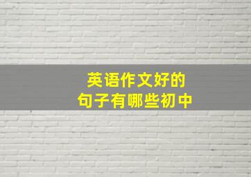 英语作文好的句子有哪些初中