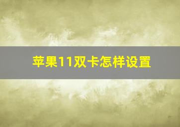 苹果11双卡怎样设置