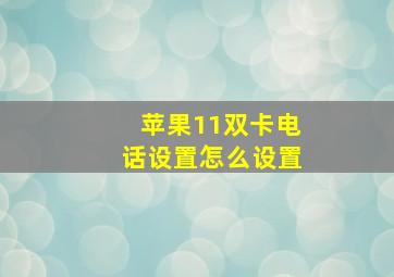 苹果11双卡电话设置怎么设置