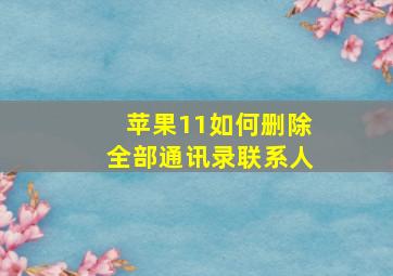 苹果11如何删除全部通讯录联系人