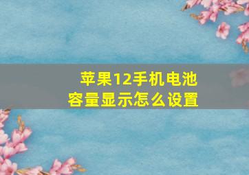 苹果12手机电池容量显示怎么设置