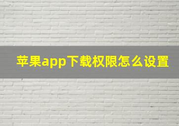 苹果app下载权限怎么设置