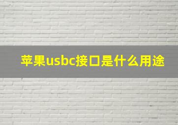 苹果usbc接口是什么用途