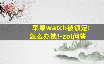 苹果watch被锁定!怎么办锁!-zol问答