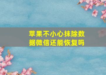 苹果不小心抹除数据微信还能恢复吗