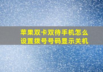 苹果双卡双待手机怎么设置拨号号码显示关机