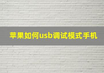 苹果如何usb调试模式手机