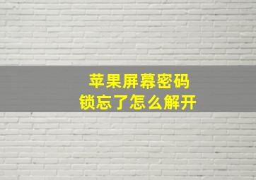 苹果屏幕密码锁忘了怎么解开