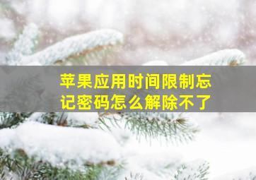 苹果应用时间限制忘记密码怎么解除不了