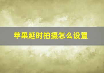 苹果延时拍摄怎么设置