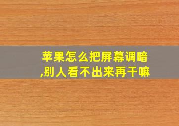 苹果怎么把屏幕调暗,别人看不出来再干嘛