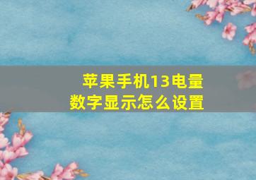 苹果手机13电量数字显示怎么设置