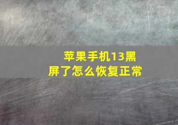 苹果手机13黑屏了怎么恢复正常