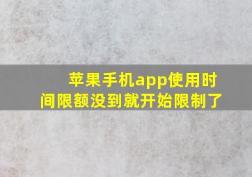 苹果手机app使用时间限额没到就开始限制了