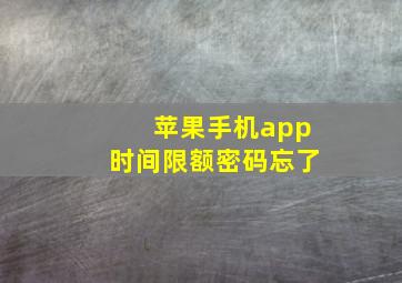 苹果手机app时间限额密码忘了