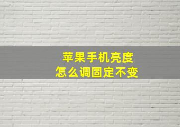 苹果手机亮度怎么调固定不变