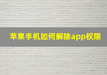 苹果手机如何解除app权限