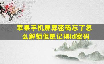 苹果手机屏幕密码忘了怎么解锁但是记得id密码