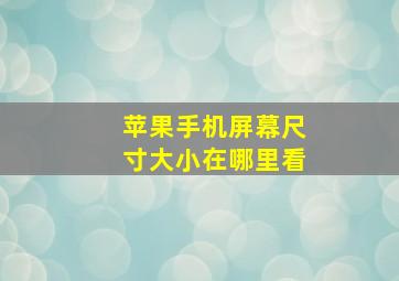 苹果手机屏幕尺寸大小在哪里看