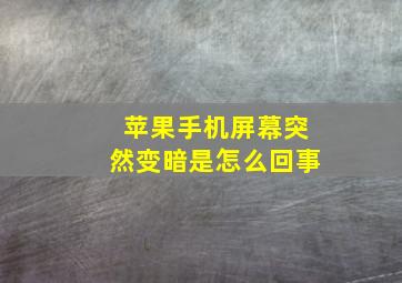 苹果手机屏幕突然变暗是怎么回事