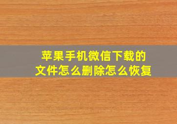 苹果手机微信下载的文件怎么删除怎么恢复