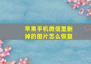 苹果手机微信里删掉的图片怎么恢复